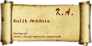 Kulik Antónia névjegykártya